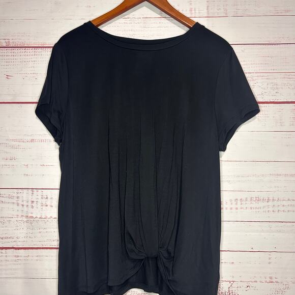 Kaari Blue Black Twist Hem Crew Neck Tee Size XL - Picture 1 of 6